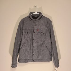 LEVIS Soft Shell Classic Trucker Jacket Large Mens Water Resistant NWT Gray